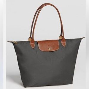 Longchamp iconic large Gunmetal le pillage tote, lightly used condition